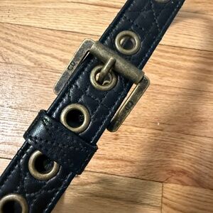 Dior Cannage Leather Belt Black Gold Sz 80 New